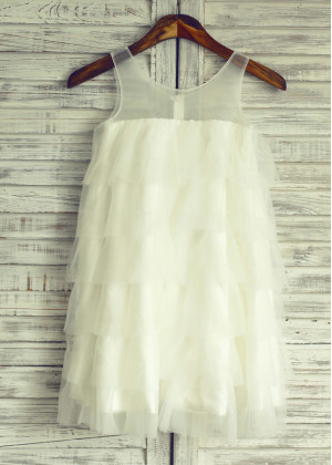Sheer Tulle Cupcake Flower Girl Dress